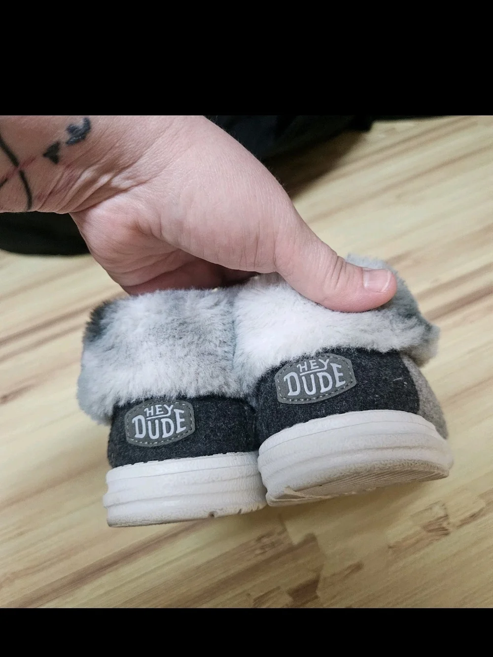 HEYDUDE Wendy Fold Sunset Smoke Wool Booties Women's Size 9 Fur Lined Cozy